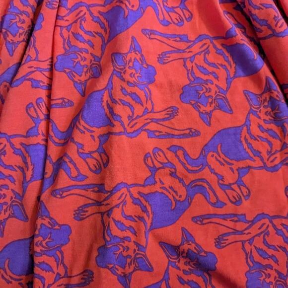 German Shepherd Print LuLaRoe Madison Skater Skirt with Purple & Orange Size S - Picture 3 of 4